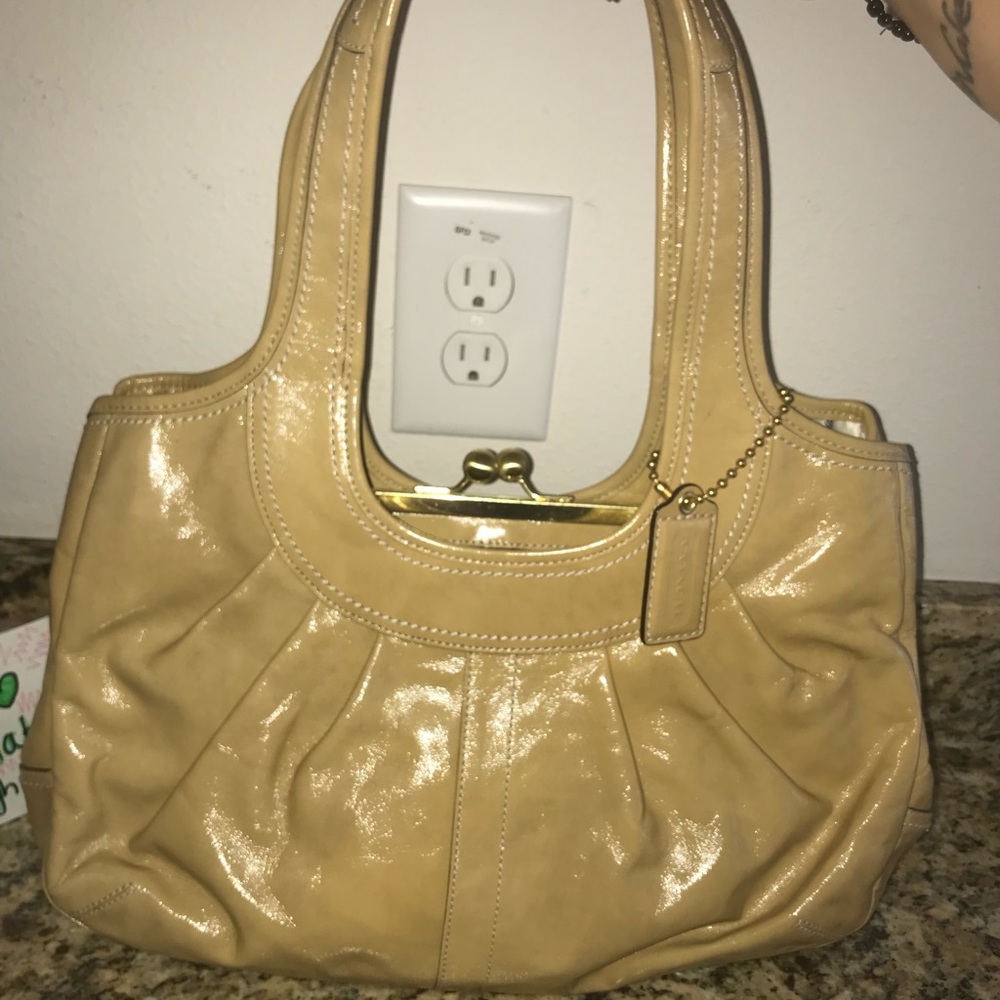 Coach Tan Patent Leather Ergo Bag